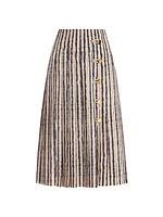 Tullius Tie-Dye Stripe Pleated Midi-Skirt