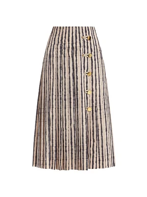 Tullius Tie-Dye Stripe Pleated Midi-Skirt