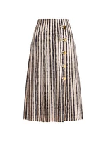 Tullius Tie-Dye Stripe Pleated Midi-Skirt