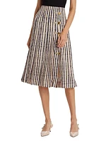 Tullius Tie-Dye Stripe Pleated Midi-Skirt