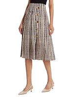 Tullius Tie-Dye Stripe Pleated Midi-Skirt