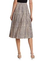 Tullius Tie-Dye Stripe Pleated Midi-Skirt