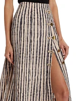 Tullius Tie-Dye Stripe Pleated Midi-Skirt