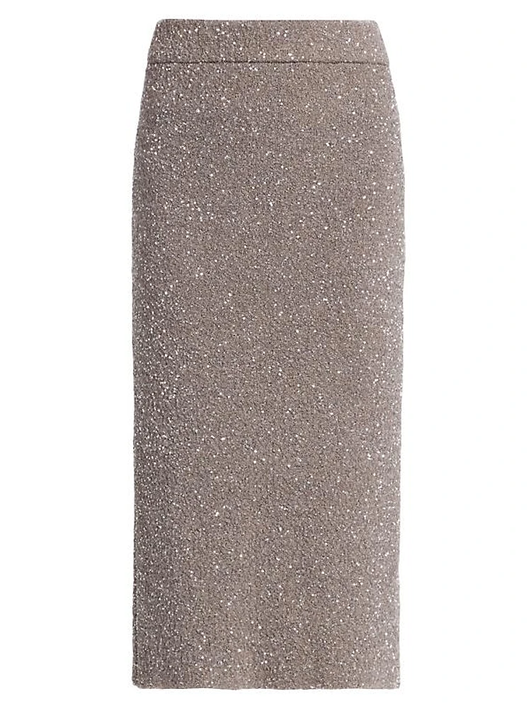 Carlson Sequined Knit Midi-Skirt