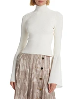 Dana Knit Flare-Sleeve Turtleneck