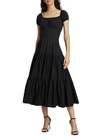 Tiered Cotton Poplin Midi-Dress