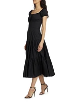 Tiered Cotton Poplin Midi-Dress