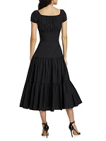 Tiered Cotton Poplin Midi-Dress