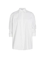 Pushed-Sleeve Cotton Shirt