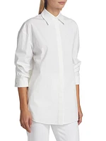 Pushed-Sleeve Cotton Shirt