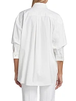 Pushed-Sleeve Cotton Shirt