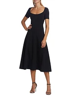 Scoopneck Flare Midi-Dress