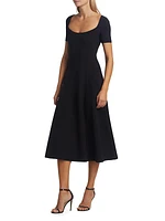 Scoopneck Flare Midi-Dress