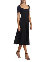 Scoopneck Flare Midi-Dress