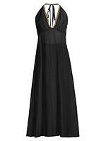 Cotton Silk Voile Halter Maxi Dress