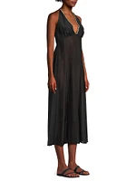 Cotton Silk Voile Halter Maxi Dress