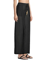 Cotton Silk Voile Wide-Leg Pants