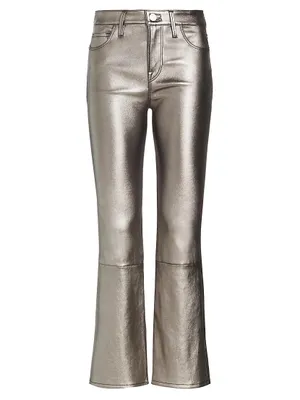 Le Crop Mini Boot Metallic Leather Trousers