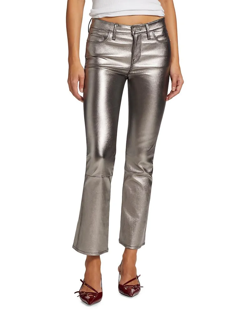 Le Crop Mini Boot Metallic Leather Trousers