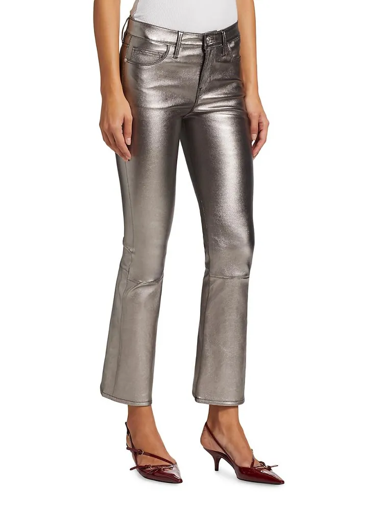 Le Crop Mini Boot Metallic Leather Trousers