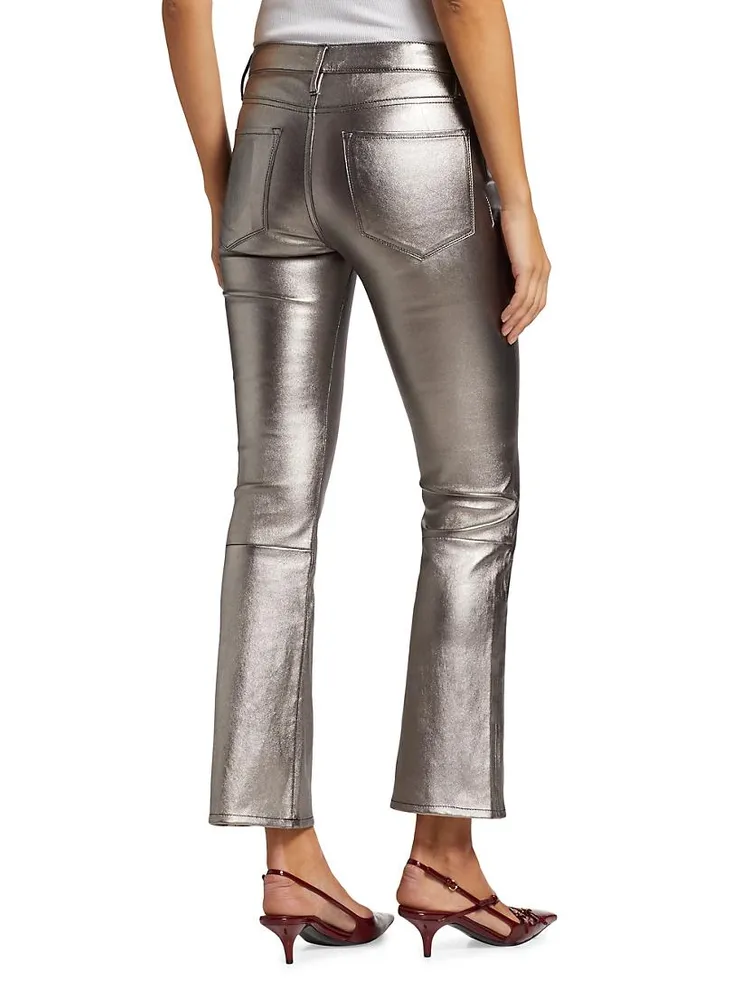 Le Crop Mini Boot Metallic Leather Trousers