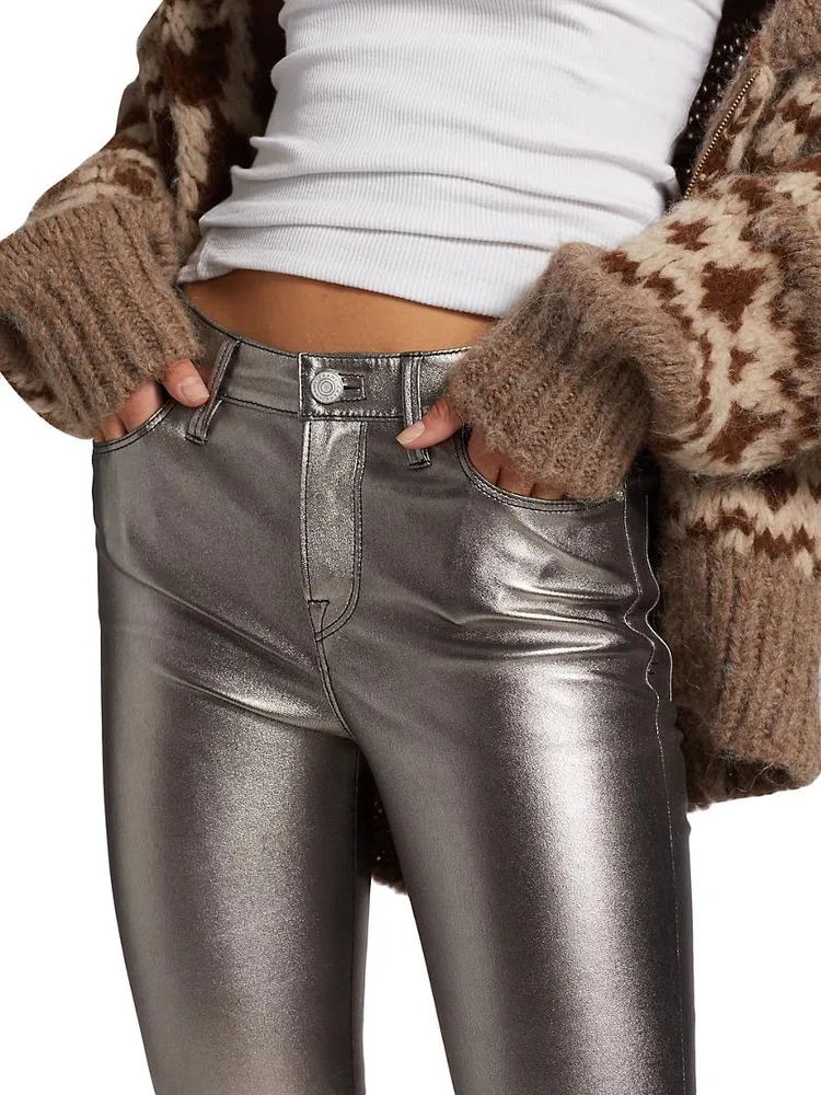 Le Crop Mini Boot Metallic Leather Trousers