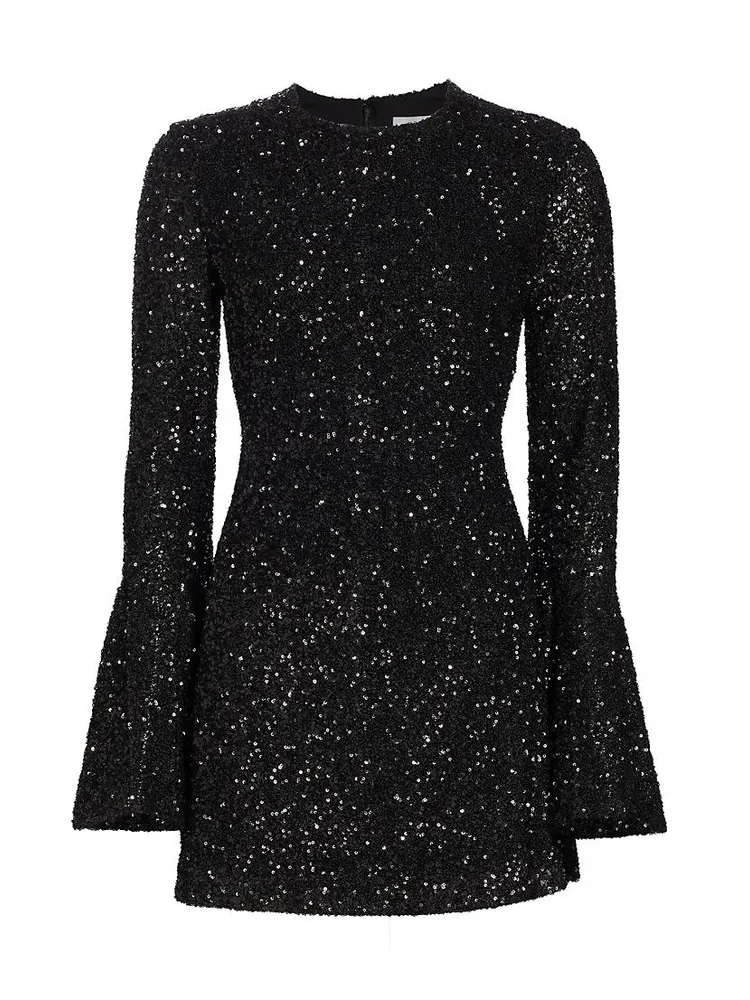 Flared-Sleeves Sequin Minidress