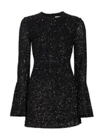 Flared-Sleeves Sequin Minidress