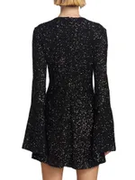 Flared-Sleeves Sequin Minidress