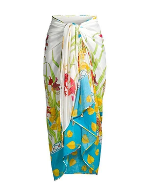 Aquatic Cotton-Silk Sarong