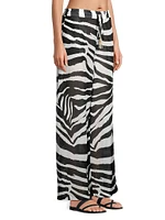 Zebra Cotton-Silk Wide-Leg Pants