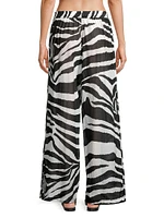 Zebra Cotton-Silk Wide-Leg Pants