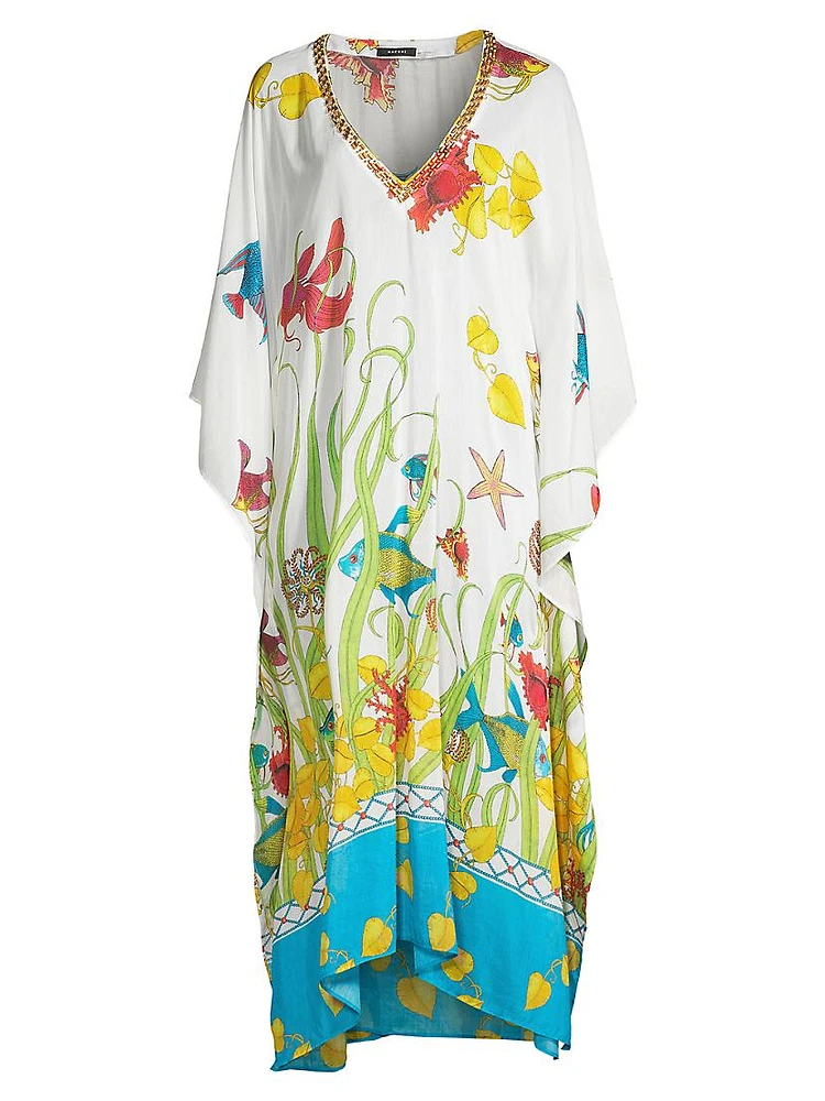 Aquatic Cotton-Silk Maxi Dress