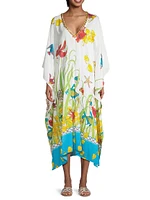 Aquatic Cotton-Silk Maxi Dress