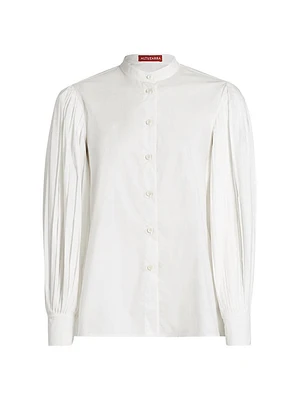 Patsy Pleated-Sleeve Cotton-Blend Shirt