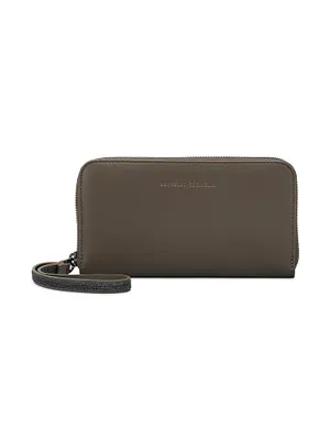 Matte Calfskin Wallet With Precious Zipper Pull