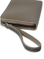 Matte Calfskin Wallet With Precious Zipper Pull