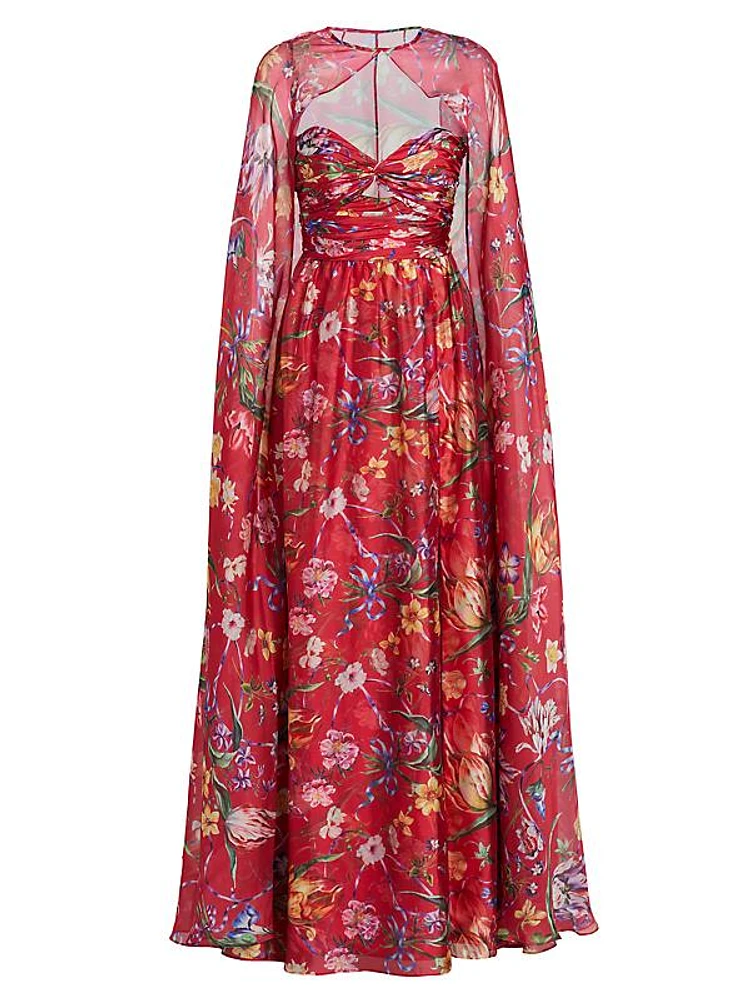 Floral Print Halterneck Gown