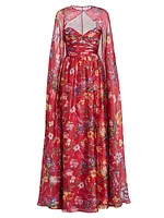 Floral Print Halterneck Gown