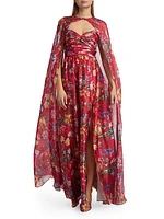 Floral Print Halterneck Gown