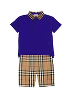 Baby Boy's & Little Check Collar Polo Shirt