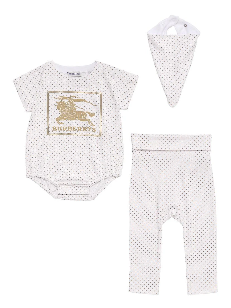 Baby's Gertie Dot Bodysuit, Pants & Bib Gift Set