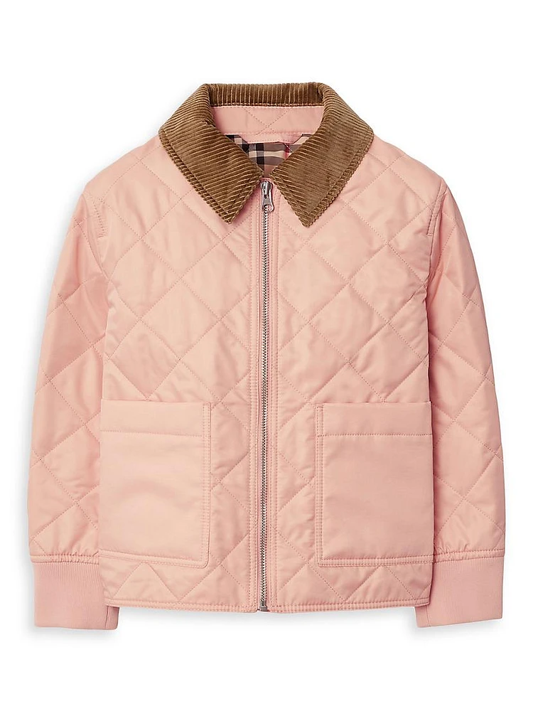 Little Girl's & Otis Courduroy Collar Quilted Jacket