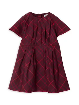 Baby Girl's & Little Gia Check Cotton Pleated Dress