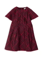 Baby Girl's & Little Gia Check Cotton Pleated Dress