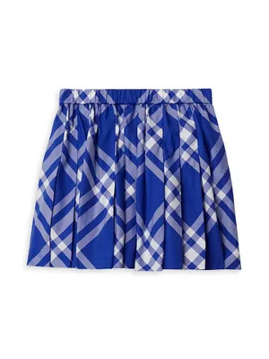 Little Girl's & Camila Pleated Check Cotton Miniskirt