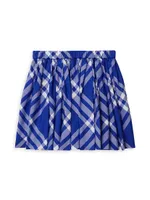 Little Girl's & Camila Pleated Check Cotton Miniskirt