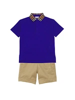 Boy's Check Collar Polo Shirt