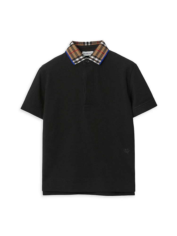 Boy's Check Collar Polo Shirt