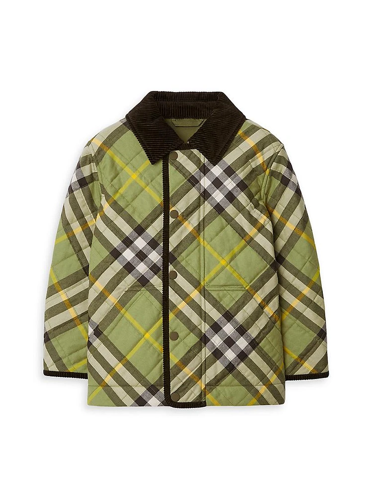 Little Kid's & Grayson Quilted Plaid Jacket